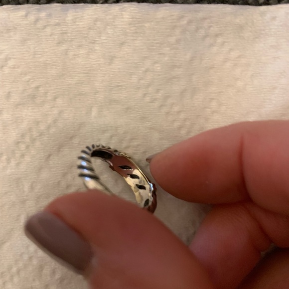 Authentic David Yurman sterling silver and gold trim ring with blue topaz stone. - Picture 4 of 9